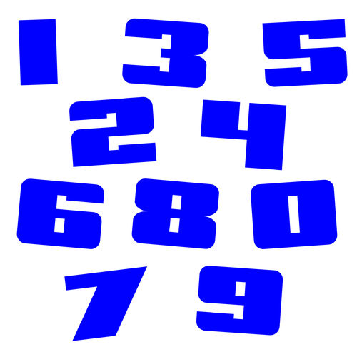 Zahlen Aufkleber Klebezahlen Ziffern Sticker 1 bis 200 Stück SA-09 Blau