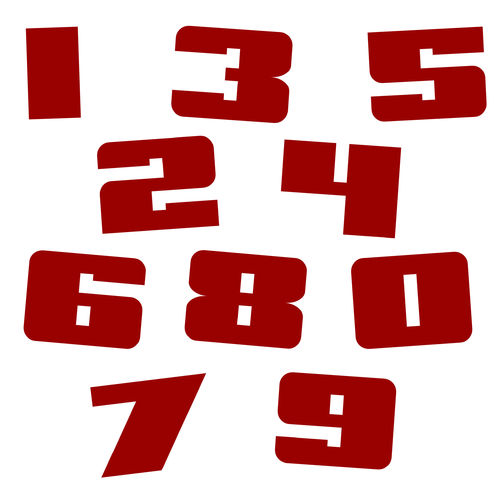 Zahlen Aufkleber Klebezahlen Ziffern Sticker 1 bis 200 Stück SA-09 Bordeaux