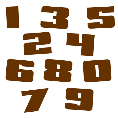 Zahlen Aufkleber Klebezahlen Ziffern Sticker 1 bis 200 Stück SA-09 Braun