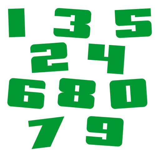 Zahlen Aufkleber Klebezahlen Ziffern Sticker 1 bis 200 Stück SA-09 Grün