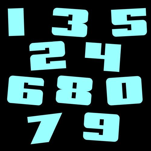 Zahlen Aufkleber Klebezahlen Ziffern Sticker 1 bis 200 Stück SA-09 Hellblau