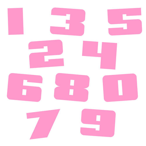 Zahlen Aufkleber Klebezahlen Ziffern Sticker 1 bis 200 Stück SA-09 Rosa