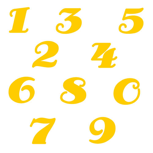 Zahlen Aufkleber Klebezahlen Ziffern Sticker 1 bis 200 Stück SA-11 Gelb