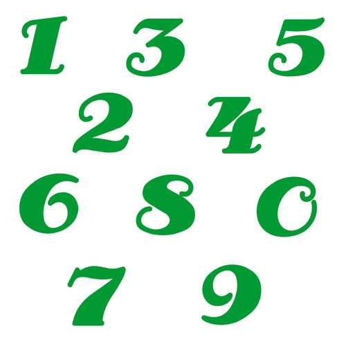 Zahlen Aufkleber Klebezahlen Ziffern Sticker 1 bis 200 Stück SA-11 Grün