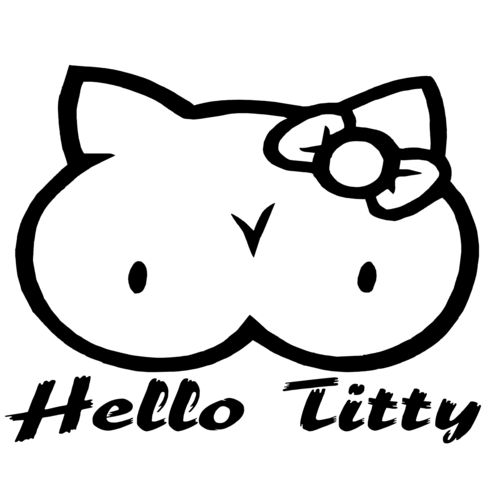 Hello Titty - Fun Aufkleber Shocker Sticker Größe Klein 10 x 12,5 cm F0002