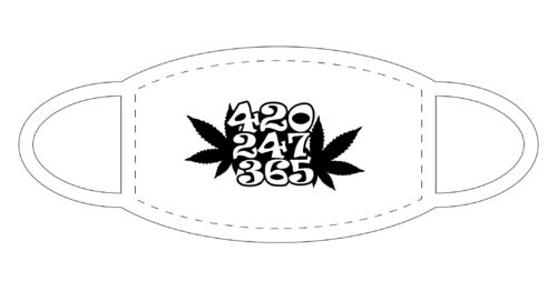 420 247 365 Hanf Weed Marihuana FUN Shirt Gesichtsmaske Mund Nasen Schutz Weiß F0206