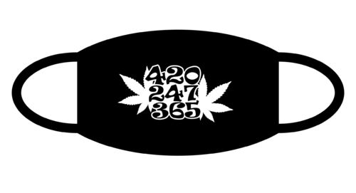 420 247 365 Hanf Weed Marihuana FUN Gesichtsmaske Mund Nasen Schutz Schwarz F0206