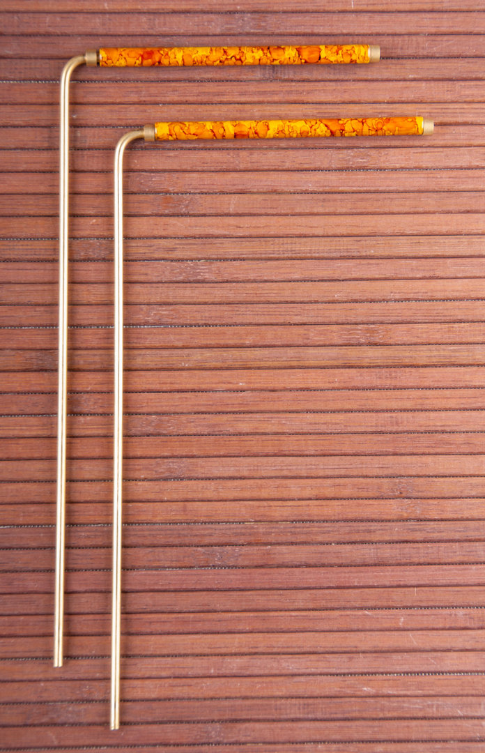 Wünschelrute, 22 cm Messing mit Kupfergriff
