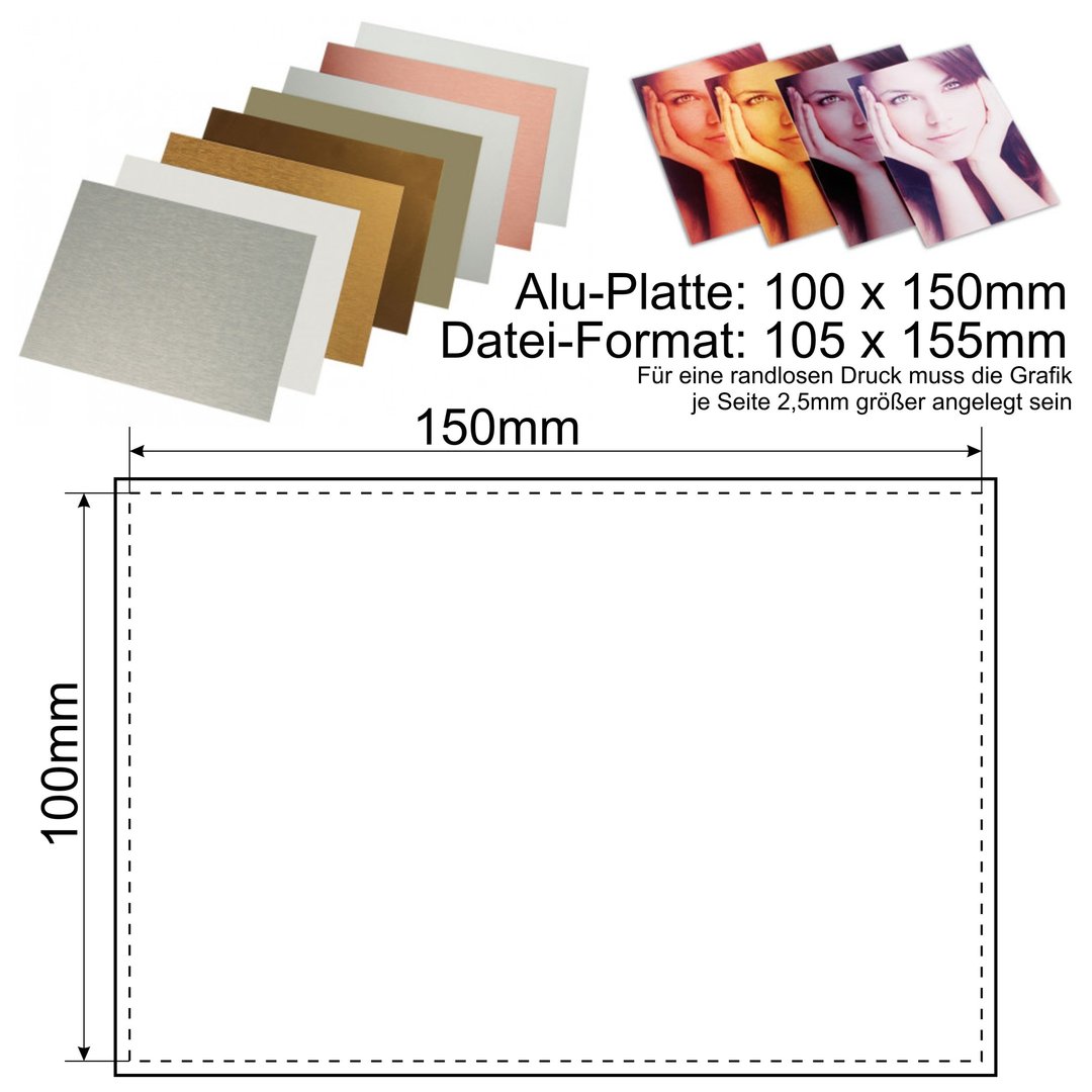 Alu-Platte 150 x 100 x 0,5 mm digital Bedruckt