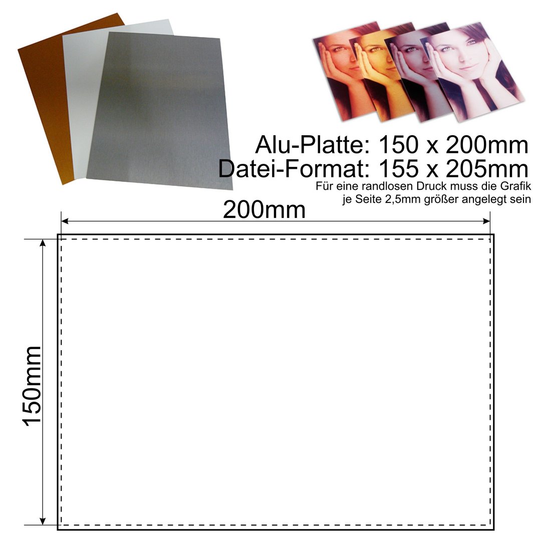 Alu-Platte 200 x 150 x 0,7 mm digital Bedruckt