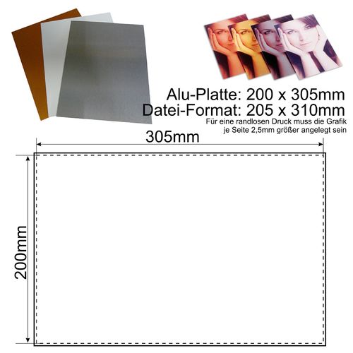 Alu-Platte 305 x 200 x 0,7 mm digital Bedruckt