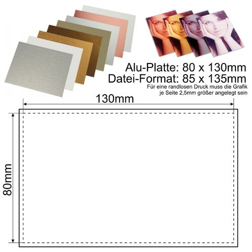 Alu-Platte 80 x 130 x 0,5 mm digital Bedruckt