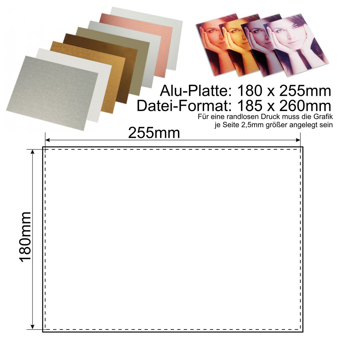 Alu-Platte 180 x 255 x 0,5 mm digital Bedruckt