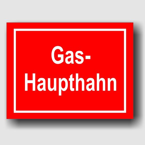 Gas- Haupthahn - Hinweisschild Aluminium HS0017 Rot/Weiß
