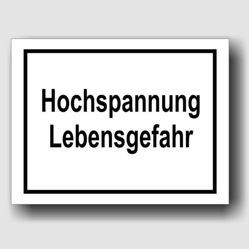 Hochspannung Lebensgefahr - Hinweisschild Aluminium HS0018 Weiß/Schwarz