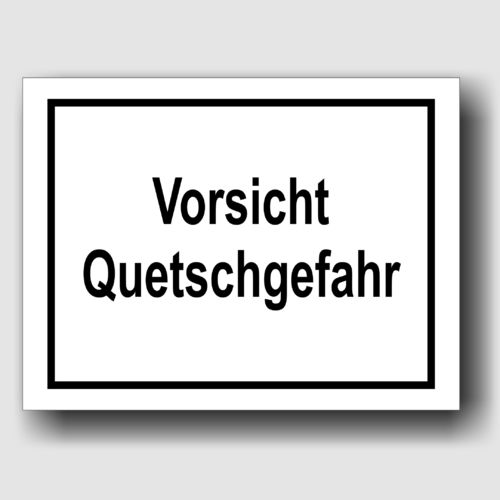 Quetschgefahr - Hinweisschild Aluminium HS0021 Weiß/Schwarz