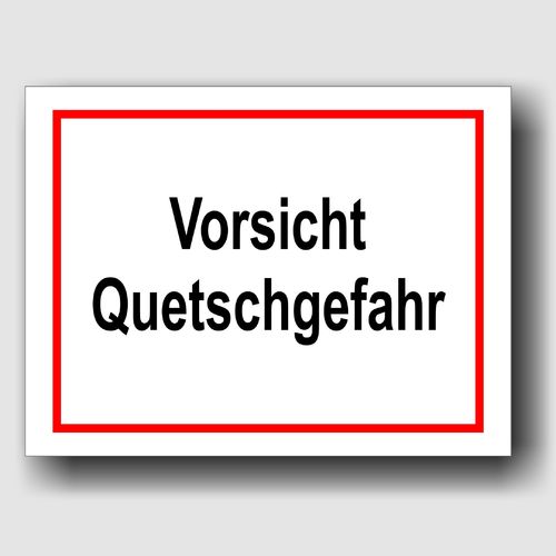 Quetschgefahr - Hinweisschild Aluminium HS0021 Weiß/Rot/Schwarz