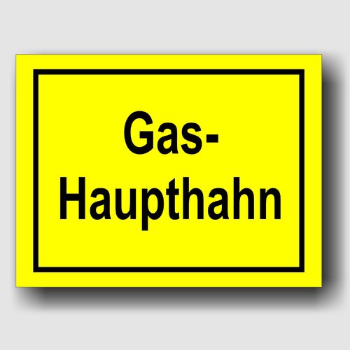 Gas- Haupthahn - Hinweisschild Aluminium HS0017 Gelb/Schwarz