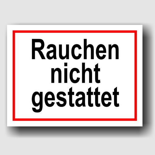 Rauchen nicht gestattet - Hinweisschild Aluminium HS0059 Weiß/Rot/Schwarz