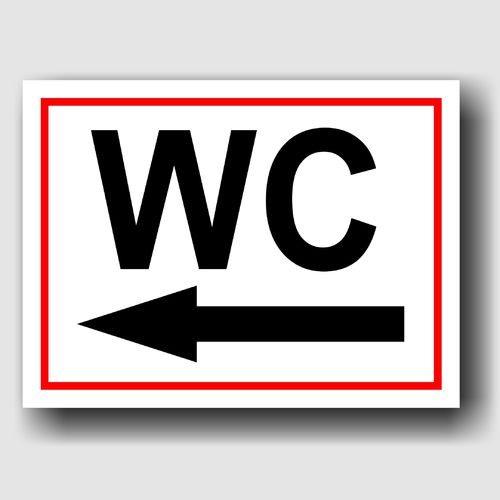 WC Pfeil nach links - Hinweisschild Aluminium HS0064 Weiß/Rot/Schwarz
