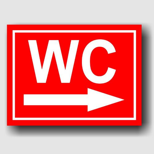 WC - Rechts - Hinweisschild Aluminium HS0065 Rot/Weiß
