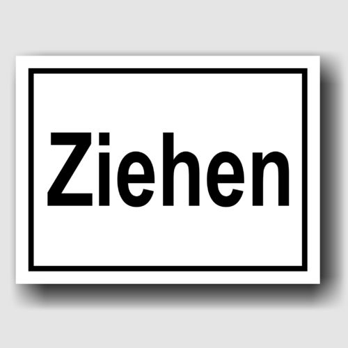 Ziehen - Hinweisschild Aluminium HS0047 Weiß/Schwarz