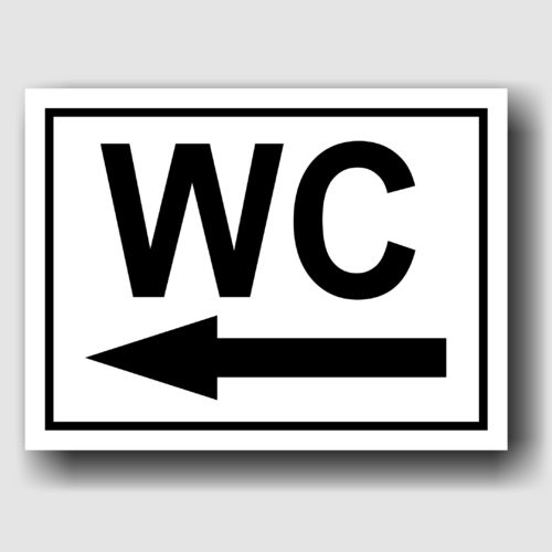 WC Pfeil nach links - Hinweisschild Aluminium HS0064 Schwarz/Weiß