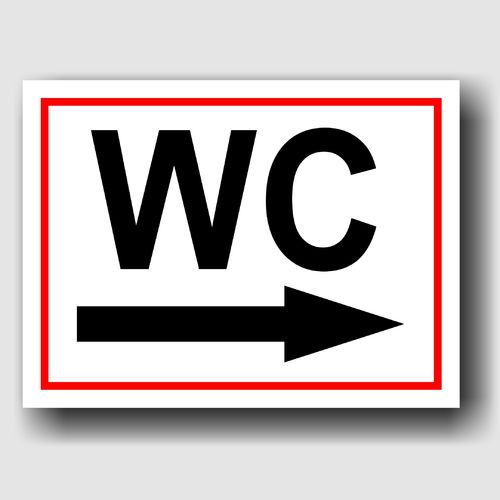WC - Rechts - Hinweisschild Aluminium HS0065 Weiß/Rot/Schwarz