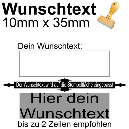 Holzstempel 10x35mm mit Textplatte - Dein Wunschtext