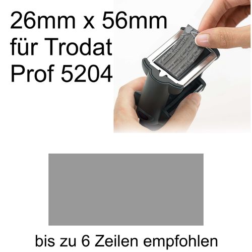 Textplatte 26x56mm für Trodat Professional 5204 / Shiny Heavy Duty H-6004 nach Ihrer Grafik-Vorlage