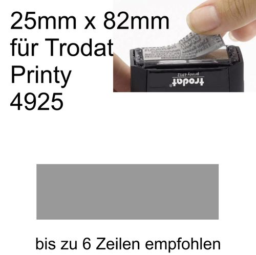 Textplatte 25x82mm für Trodat Printy 4925 nach Ihrer Grafik-Vorlage