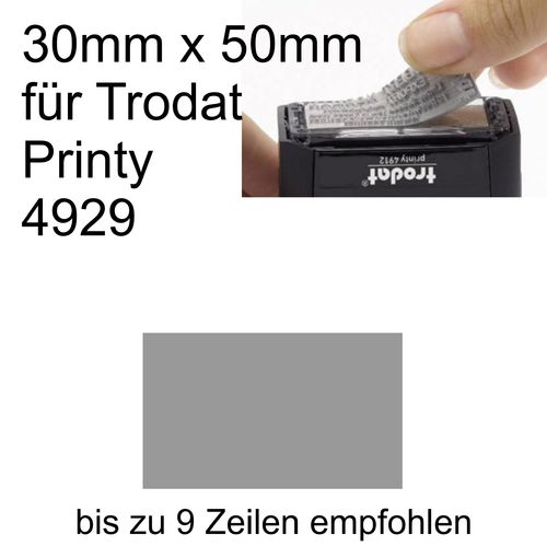 Textplatte 30x50mm für Trodat Printy 4929 nach Ihrer Grafik-Vorlage