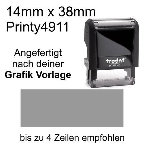 Trodat Printy 4911 38x14mm mit Textplatte nach Ihrer Vorlage als PDF, JPG, PNG oder GIF