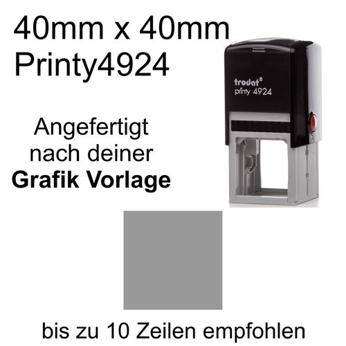 Trodat Printy 4924 40x40mm mit Textplatte nach Ihrer Vorlage als PDF, JPG, PNG oder GIF