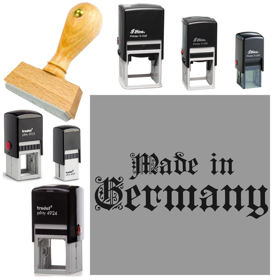Made in Germany Fun-Motiv Stempel in versch. Größen Ausführungen und Kissenfarben - F0030