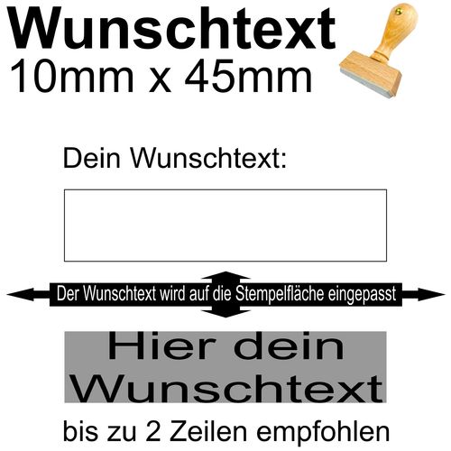 Holzstempel 10x45mm mit Textplatte - Dein Wunschtext