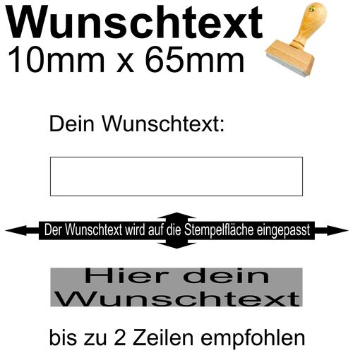 Holzstempel 10x65mm mit Textplatte - Dein Wunschtext