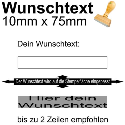 Holzstempel 10x75mm mit Textplatte - Dein Wunschtext