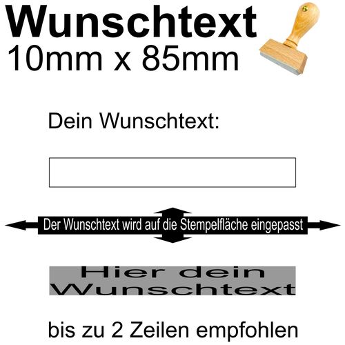 Holzstempel 10x85mm mit Textplatte - Dein Wunschtext