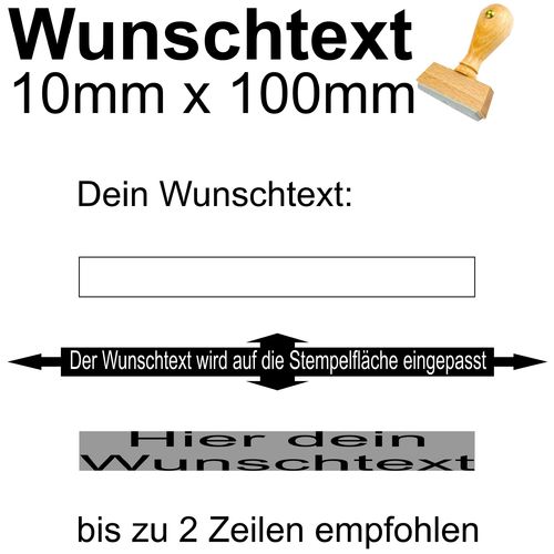Holzstempel 10x100mm mit Textplatte - Dein Wunschtext
