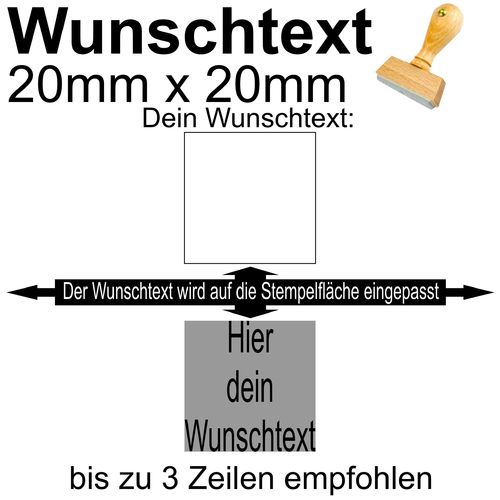 Holzstempel 20x20mm mit Textplatte - Dein Wunschtext
