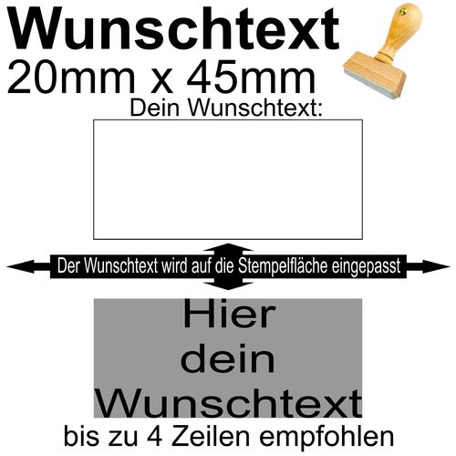 Holzstempel 20x45mm mit Textplatte - Dein Wunschtext