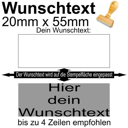 Holzstempel 20x55mm mit Textplatte - Dein Wunschtext