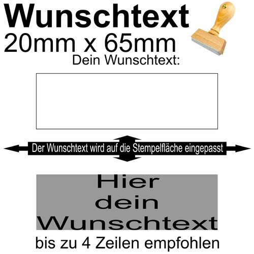Holzstempel 20x65mm mit Textplatte - Dein Wunschtext