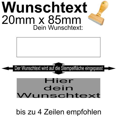Holzstempel 20x85mm mit Textplatte - Dein Wunschtext
