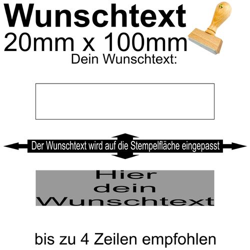 Holzstempel 20x100mm mit Textplatte - Dein Wunschtext