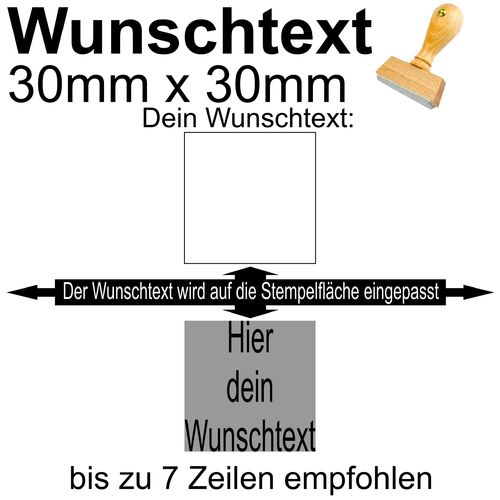 Holzstempel 30x30mm mit Textplatte - Dein Wunschtext