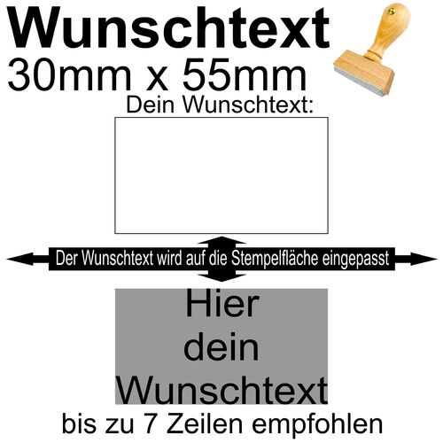 Holzstempel 30x55mm mit Textplatte - Dein Wunschtext