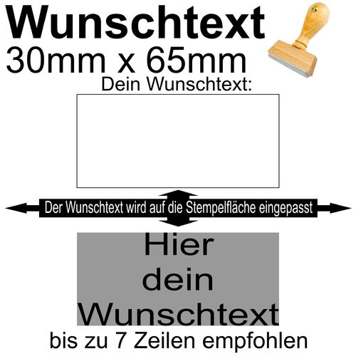 Holzstempel 30x65mm mit Textplatte - Dein Wunschtext