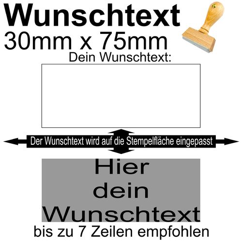 Holzstempel 30x75mm mit Textplatte - Dein Wunschtext